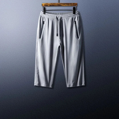 Ice Silk Men's Casual Pants Sports Set Air Conditioning Pants Quick Dry Trendy Large Size Short Sleeve T-Shirt Mesh Summer Wear