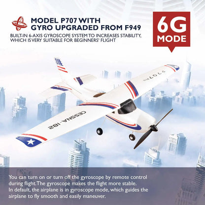 Parkten RC Airplane P707G PRO LCD Version 2.4G 3D/6G With Gyro 3Ch Fixed Wing Plane Outdoor Toys Drone RTF CESSNA 182 Glider