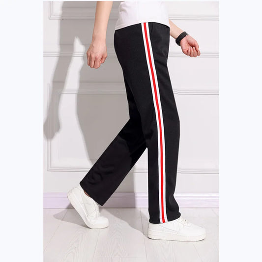 Black Unisex New Track Pants Casual Sweatpants mens Striped Bastic Trousers Straight Pants Joggers Simple Work Pants
