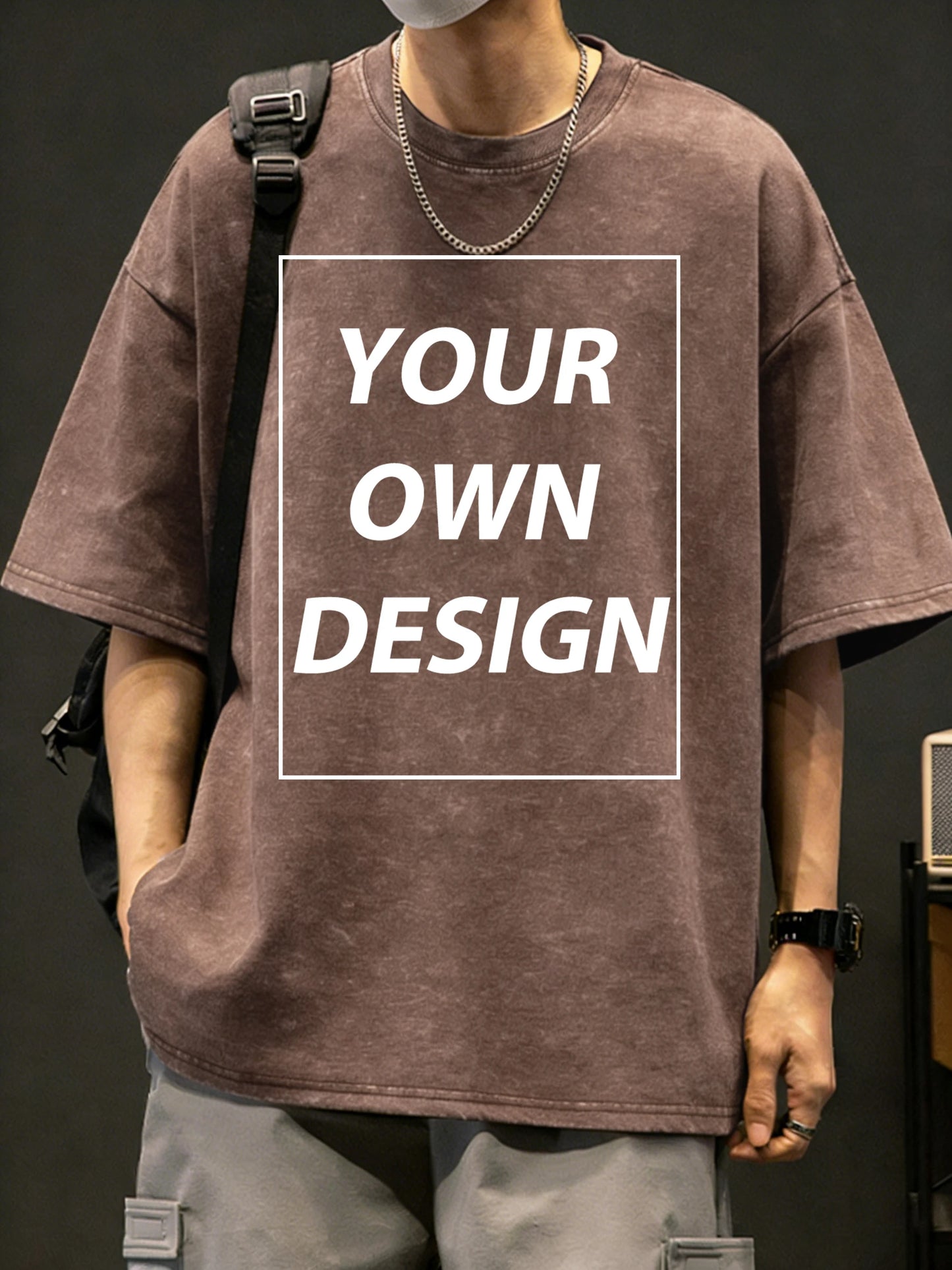 Mens Summer Personalized Pattern Custom Cotton Retro T-Shirts Korean Street Trendy Short Sleeve Breathable Daily Office Team Tee