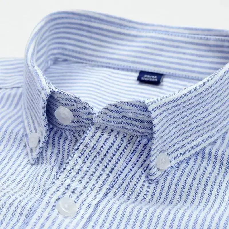 100% Cotton Stripe Shirts for Men Long Sleeve Oxford Slim Fit Soft Designer Casual Fashion Korean Trends Male Business Clothes
