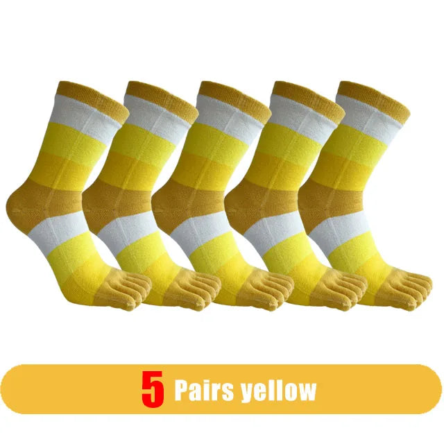 1/5 Pairs Man Short Socks Toe Striped Business Cotton Party Dress Soft Elastic Young Colorful Happy Funny Five Finger Socks Warm