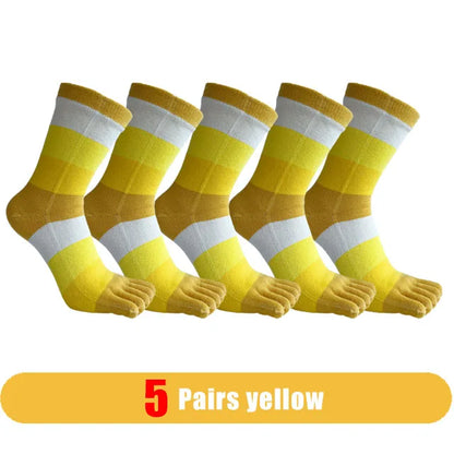 1/5 Pairs Man Short Socks Toe Striped Business Cotton Party Dress Soft Elastic Young Colorful Happy Funny Five Finger Socks Warm