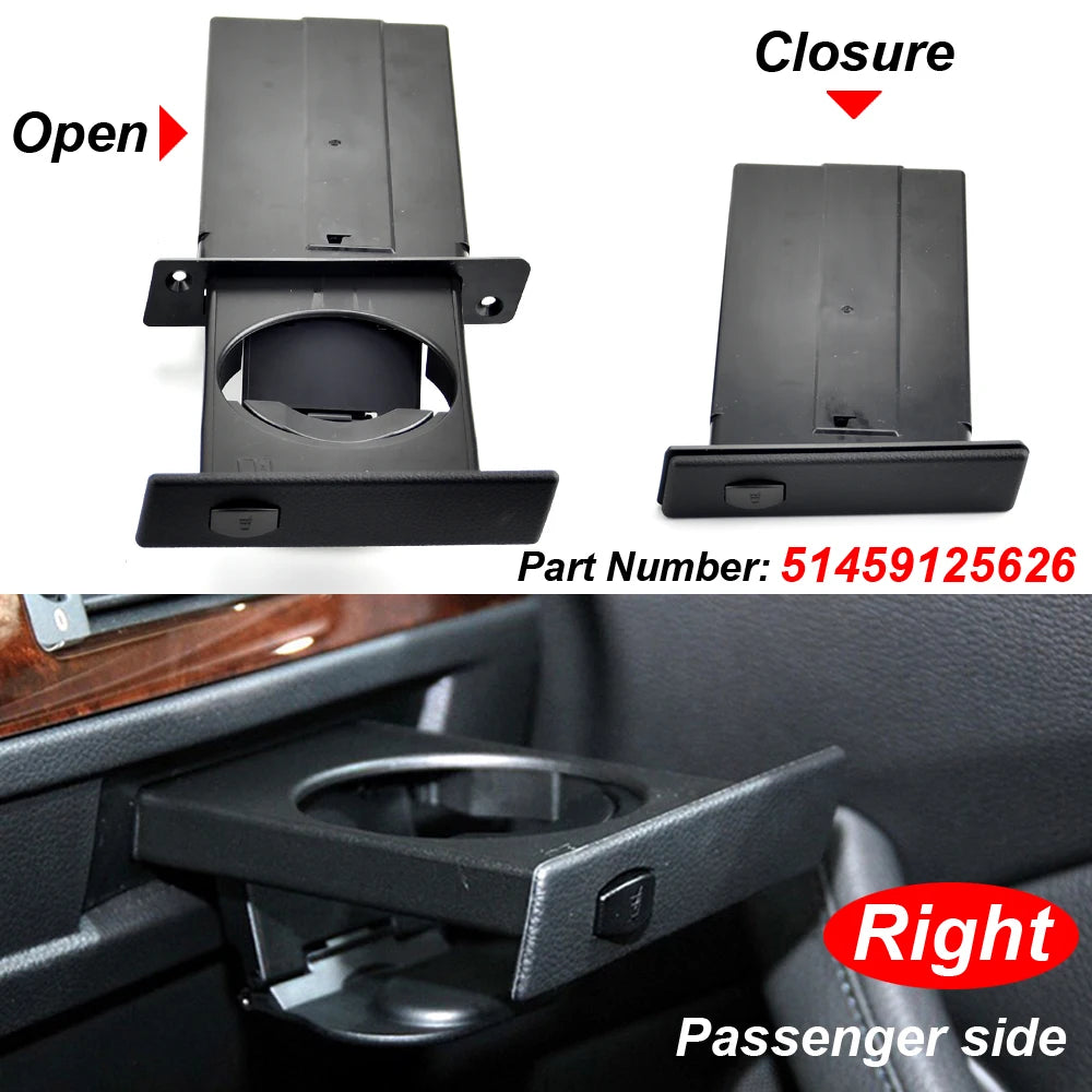 Front Left Right Cup Holder Drink Rack Black Holders For BMW E60 E61 M5 525i 528i 530i 535i 2002-2010 51459125622 51459125626
