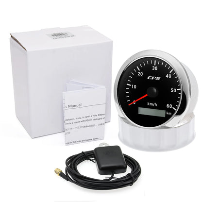 7 Color LED  30/60/80/120/200KMH 85MM GPS Speedometer Gauge with GPS Antenna For Motorcycle Boat Car Truck Speed Gauge 9-32V