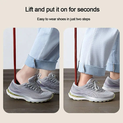 Hanging Shoe Horn Extra Long Handle Easy Remover Shoehorn Lifter Wooden Easy on Off Seniors Put on Shoes Tools
