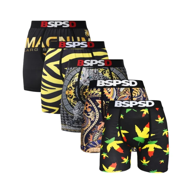 5Pcs Men Underwear Boxers Sexy Printed Man Boxershorts Breathable Man Panties Lingerie Plus Size Men Boxer Briefs Underpants