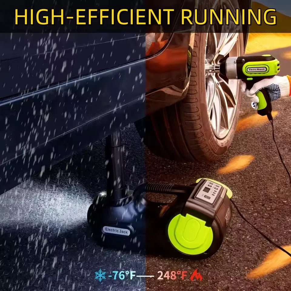 12V in-car digital display hydraulic 5-ton electric jack air pump wrench multifunctional emergency tire change height lift