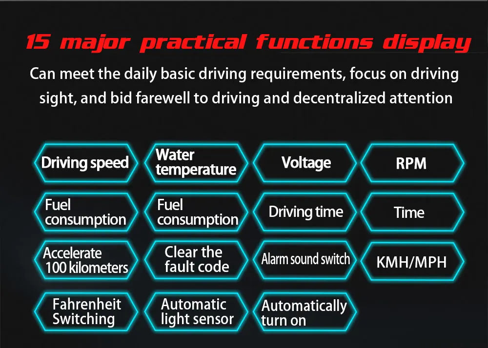 Car M10 Hud Display OBD2 HUD Head Up Display Km/H Speedometer Windshield Projection Overspeed Warning Digital On Board Computer