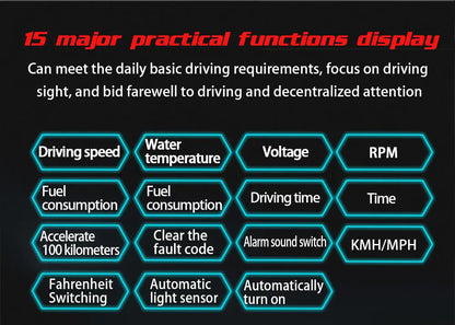 Car M10 Hud Display OBD2 HUD Head Up Display Km/H Speedometer Windshield Projection Overspeed Warning Digital On Board Computer