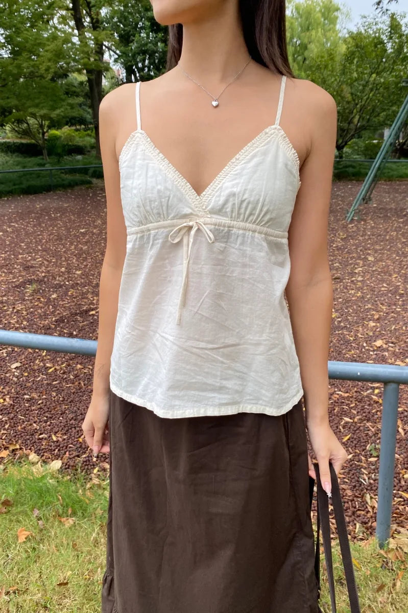 Brandy Melville Pure Cotton Three-Button Base Layer Vest Sweet Style V-Neck Sleeveless Tank Top for Women Spring Summer