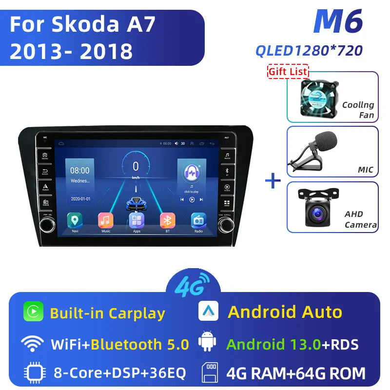 Jundof 2 Din Android 13 Car Radio For Skoda Octavia 3 A7 2013-2018 Multimedia Video Player 4G WiFi Navigation Carplay Head unit