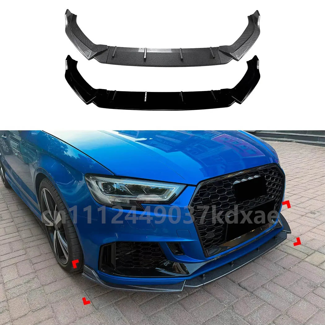 For 2017-2022 Audi RS3 8V Body Kit Accessories Front Bumper Spoiler Lip Lower Splitter Chin Protector Guard