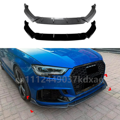 For 2017-2022 Audi RS3 8V Body Kit Accessories Front Bumper Spoiler Lip Lower Splitter Chin Protector Guard