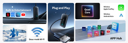 OTTOCAST Play2Video Ultra Wireless CarPlay AI BoxVideo Streaming forCar YouTube Netflix IPTV Plug&Play for Factory Wired CarPlay