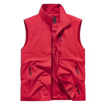 New Summer Men Outdoor Cargo Vests Thin Mesh Breathable Waistcoats Climbing Sleeveless Jackets Male Sportswear Casual Vests 6XL