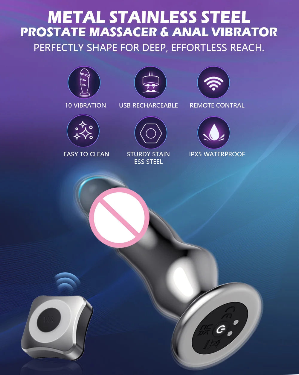Dildo Sex Toys Penetration Vibrator Metal Anal Plugs Stainless Steel Butt Plug Remote Control Vibration Penis Sexy Adult Female