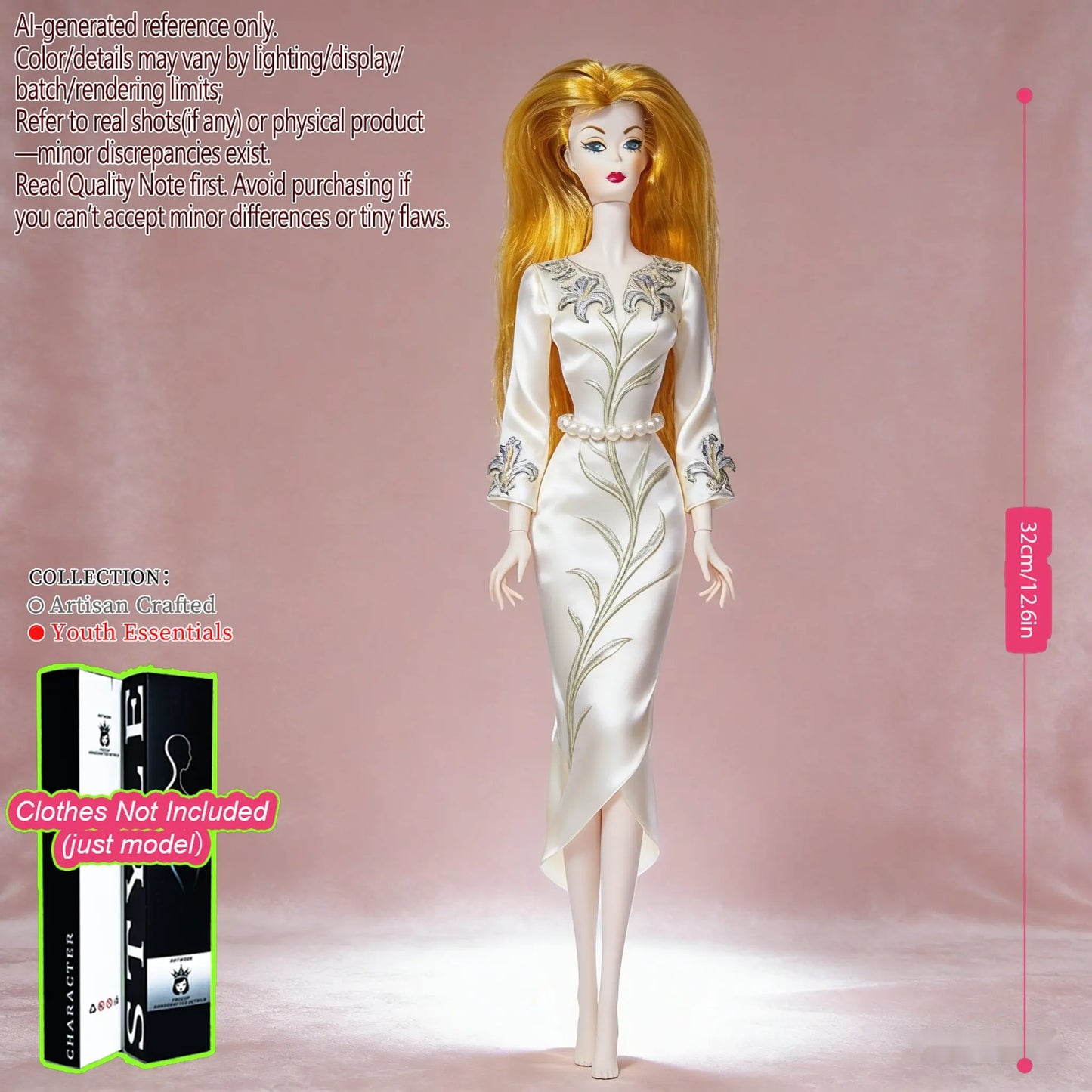 1/6 Scale 12-Joint Premium Figure, 12.6in BJD Doll Changeable Makeup (no clothing)