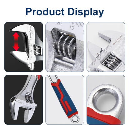 Professional Adjustable Wrench with Laser Scale - Forged Steel, Chrome Plated, Large Jaw & Soft-Grip Handle (6/8/10/12 Inch)