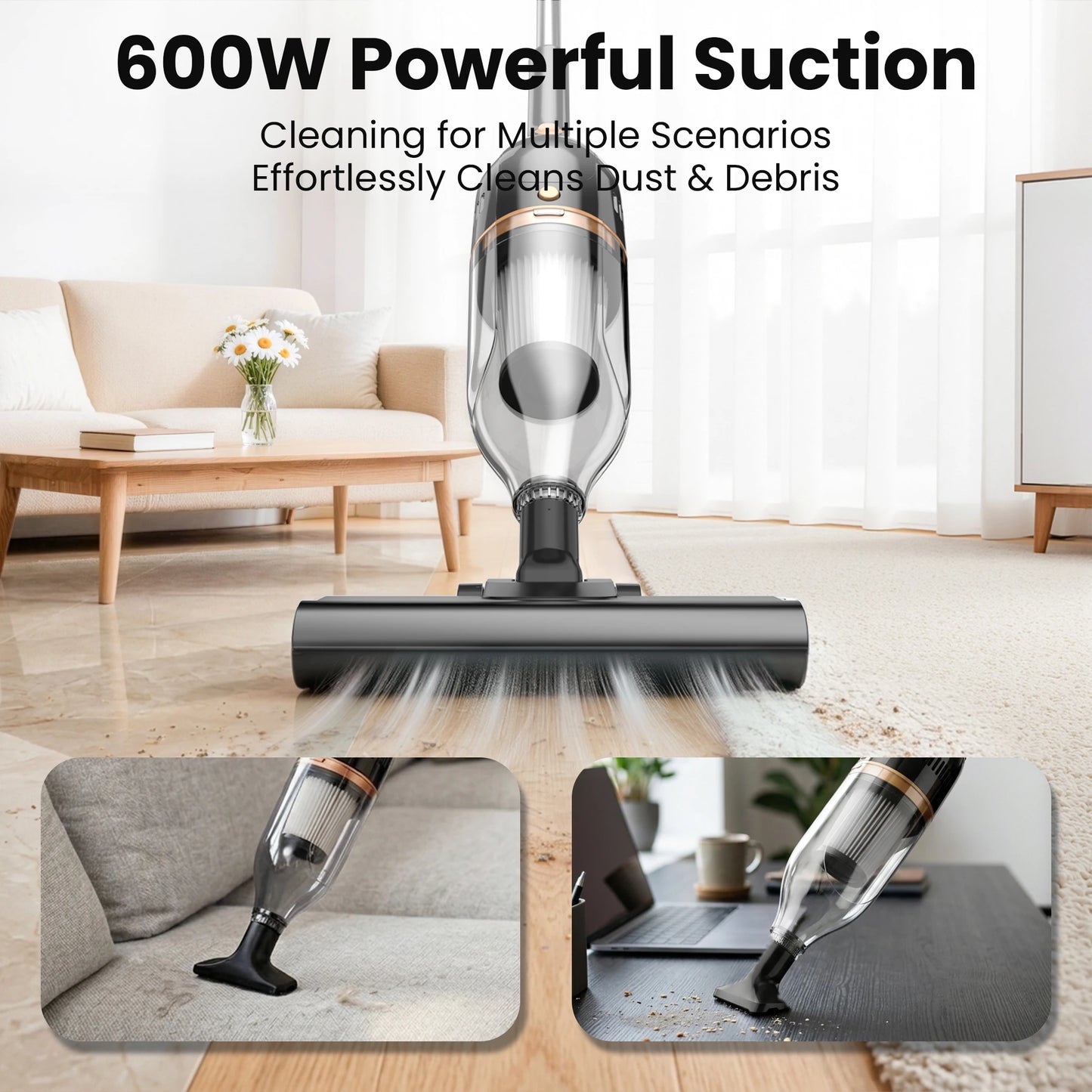 INSE R7 Corded Vacuum Cleaner 600W Powerful Handheld Stick Vacuum 3 in 1 Lightweight Vacuum Cleaners for Carpet Floor Pet Hair