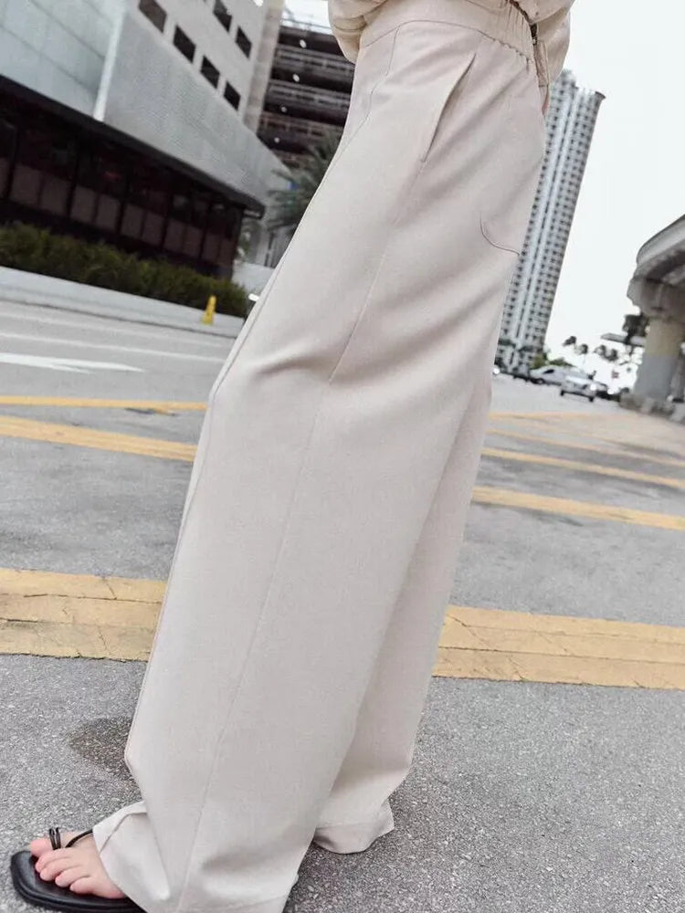 Women's Pilot Jacket Coat High Waist Commute Line Decor Straight Leg Pants Two Piece Set Long Sleeve Stand Collar Jacket