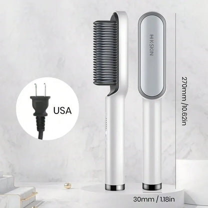 KSKIN 2 In 1 Hair Straightener Brush Multifunctional Professional Hair Straightening Comb Anti-Scald Quick Heating Hair Styling