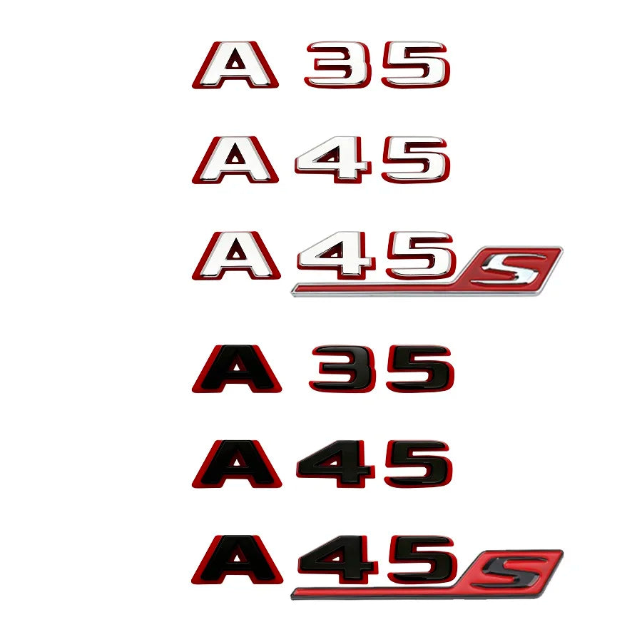 2024 New style Two tone Letters A35 A45 A45S Turbo 4matic Emblem for W177 W176 Car Fender Trunk Rear Logo Sticker
