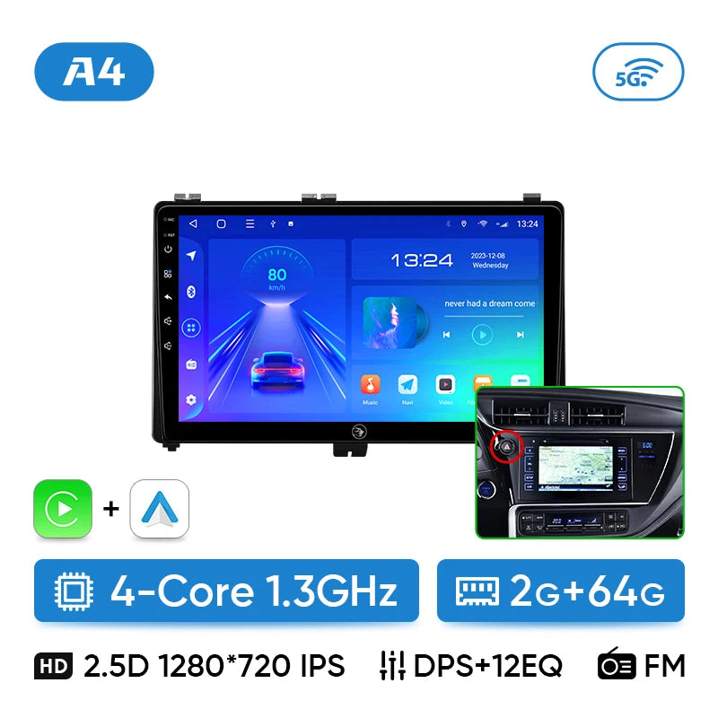 Ainavi Car Radio For Toyota Auris 2016 2017 2018 Corolla Altis Hybrid E170 E180 Carplay Android Auto Multimedia Player Stereo 4G