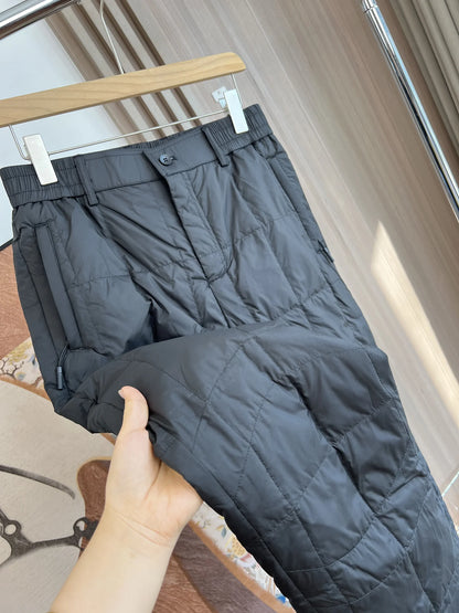 Men's Fashionable Pure Color Casual down Pants 90 Duck down Warm Straight Leg Long Trousers for Winter Business Comfortable A...