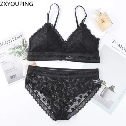 3 Piece Set Bra Sexy Lace Beauty Back Suit Underwear Gather Seamless Women's Underwear Panties Comfortable Lingerie