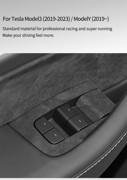 Top Suede For Tesla Model 3(2019-2023) Model Y(2019-2024) Car Window Control Panel Button Trim Sticker Interior Tuning Accessory