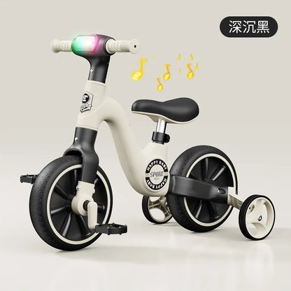 Happy Sport 2 In 1 Balance Bike Adjustable Seat Detachable Pedals With Led Lights And Music Convertible Tricycle Indoor Outdoor