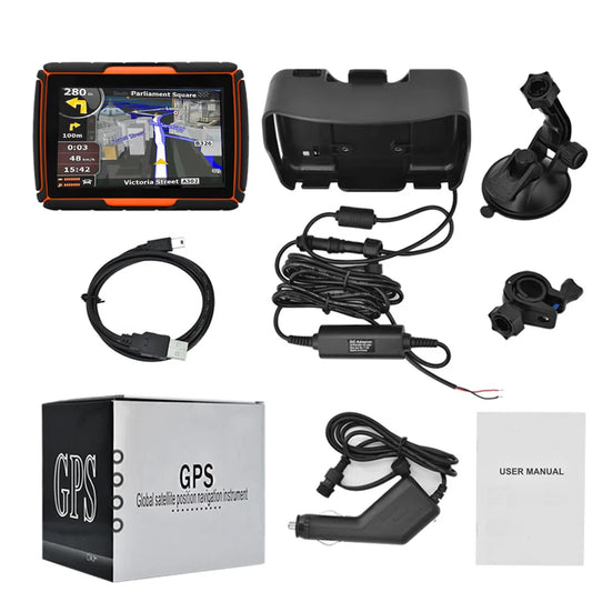 Motorcycle GPS Navigation Car GPS Waterproof IPX67 Dustproof shockproof Bluetooth FM AVIN Built in 8GB free iGo Map