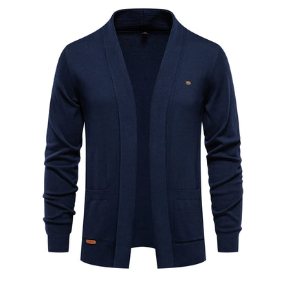 2023 New Winter Cotton Cardigan for Men Quality Mens Sweater Fashion Turn Down Collar Knitted Sweaters for Men