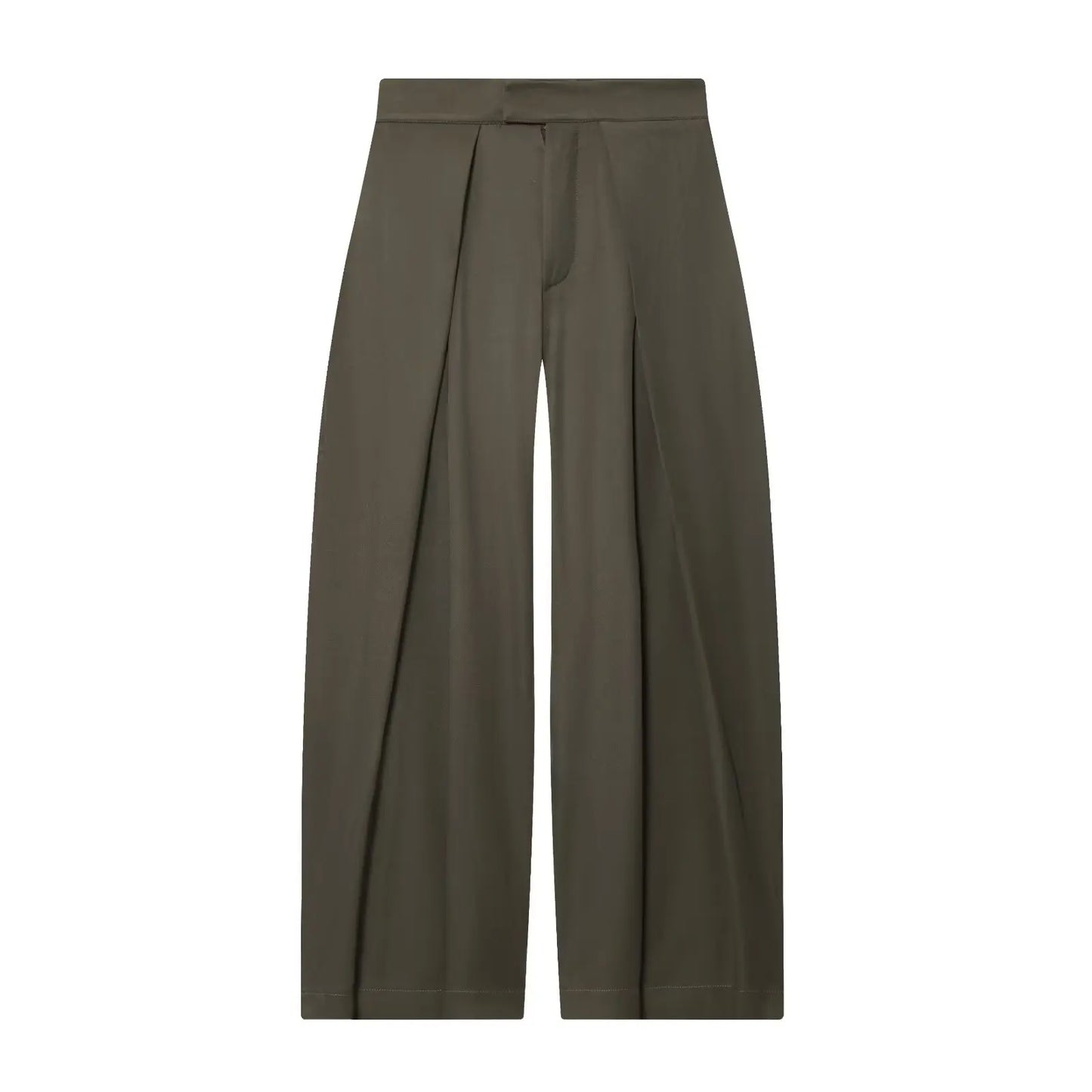 Women's Long Pants 2025 Autumn New Arrivals Military Green Pleated Loose Wide-Leg Pants Casual Fashion Stylish and Versatile