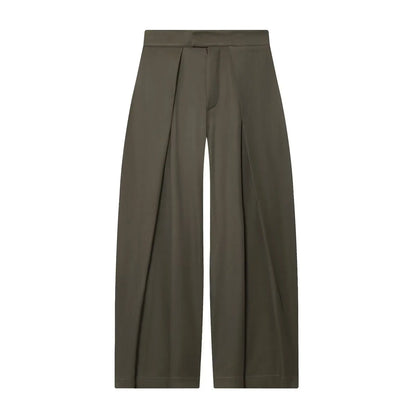 Women's Long Pants 2025 Autumn New Arrivals Military Green Pleated Loose Wide-Leg Pants Casual Fashion Stylish and Versatile