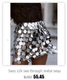Sexy y2k clothes metal sequin corset crop top women summer cropped halter tank top club party tops woman clothing rave outfit