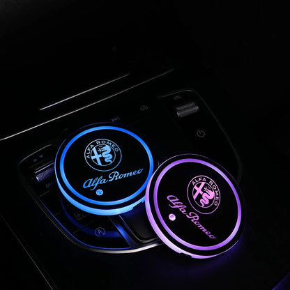 LED Car Cup Holder Lights 7 Colors Changing Mat Cup Pad For Alfa Romeo giulia stelvio giulietta 159 147 156 166 Auto Accessories