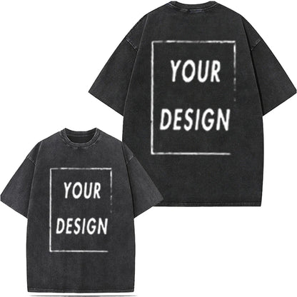 Men's and Women's Cotton Washed T-Shirt Custom Printed T-Shirt 230G Top DIY Your Favorite Pattern or Logo Fashionable Custom Top