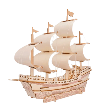 Wooden Material Dutch Ship 3D Puzzle Children Gits Classic Ship DIY Assembled Model 3D Construction Wooden Model Kit Home Decor