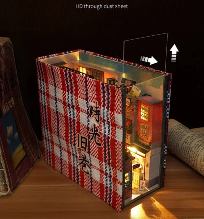 Book Nook Doll House Diy Miniature Wooden Bookshelf Shelf Insert Miniatures Home Model Kit Dollhouse Birthday Toy Gifts