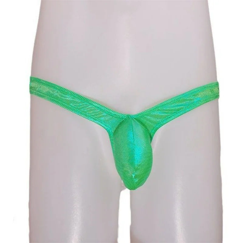 Laser Colorful Men's G-string Underwear Sexy Men's Briefs U Convex Male Underpants Low Waisted Thong Private Party club Panties