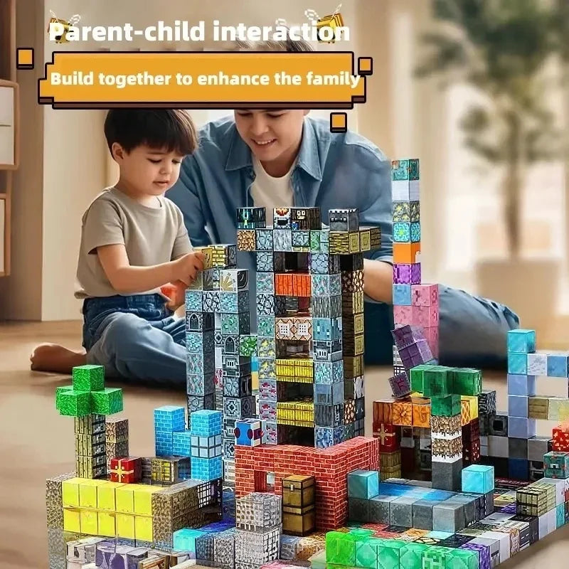 3D Magnetic Mine World Cube Building Blocks Magnet World Set Magnetic Building Blocks Pixel Cube World Model Birthday Gifts