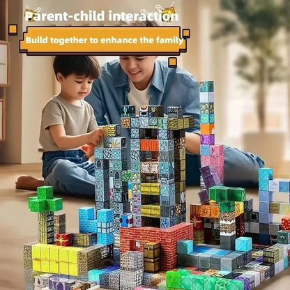 10-500 pcs Magnetic Building Blocks Mine World Magnetic Forest House STEM Sensory Toys Brick Cube Toys Set Creative Toy for Gift