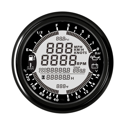 85mm 6 in 1 Car Marine Multi-function GPS Speedometer Tachometer Voltmeter 12V 24V Fuel Level Water Temp Oil Pressure 5Bar 10Bar