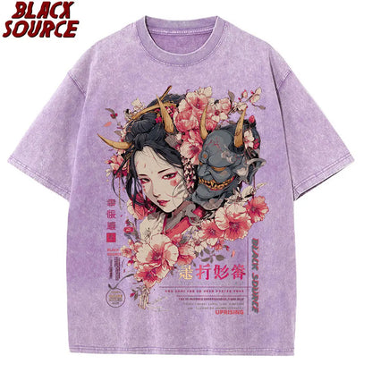 T240 Men'S Women'S Anime-Inspired Graphic T-Shirt Vibrant Dragon Floral Design Casual Summer Short Sleeve Tee Comfortable Round