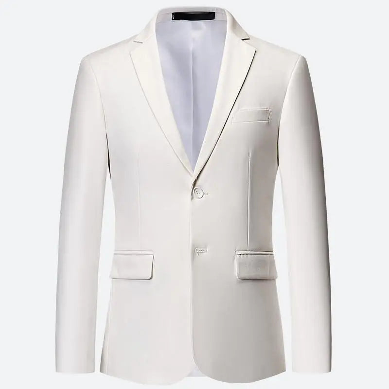 Men White Formal Jackets Two Bittons Long Sleeve Korean Mens Suit Jackets Office Wear Wedding Blazer