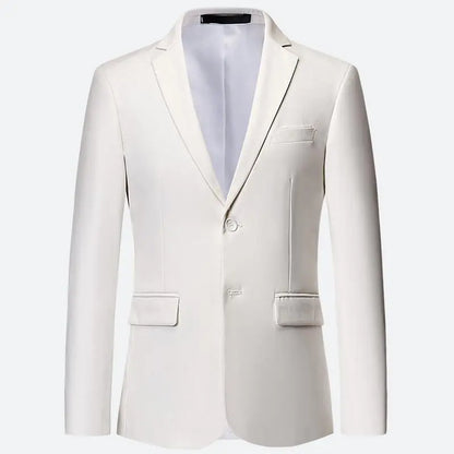 Men White Formal Jackets Two Bittons Long Sleeve Korean Mens Suit Jackets Office Wear Wedding Blazer