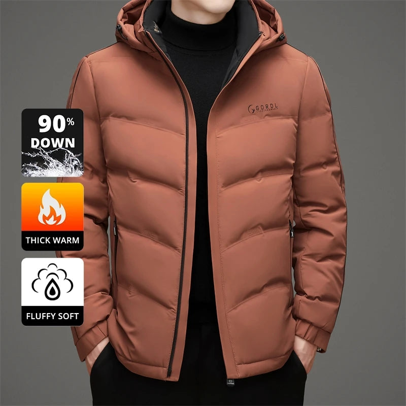 High End Thick Hooded Fashion Windbreaker Casual Brand Mens Parkas Winter Warm Feather Puffer Jacket Outwear Down Jacket