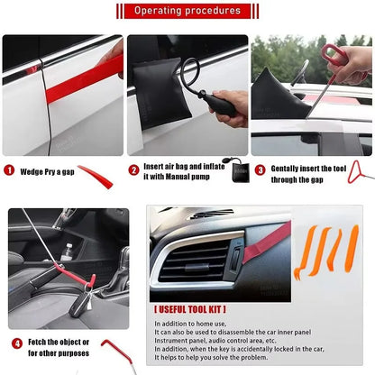 Zoposon Auto Wedge Pump Locksmith Thickened Door Repair Air Cushion Emergency Car Open Unlock Tool Kit With Long Reach Grabber